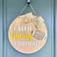 Faith Family Football Door Hanger - Football Door Sign - Football Door Wreath - Football Sign for Front Door