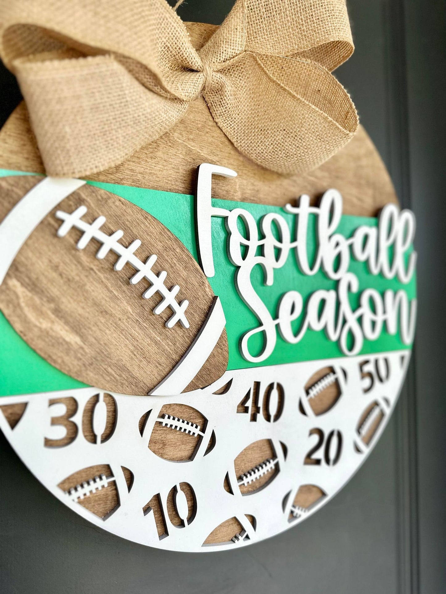 Football Season Door Hanger - Customize with your team colors - Football Door Sign - Football Front Door Sign