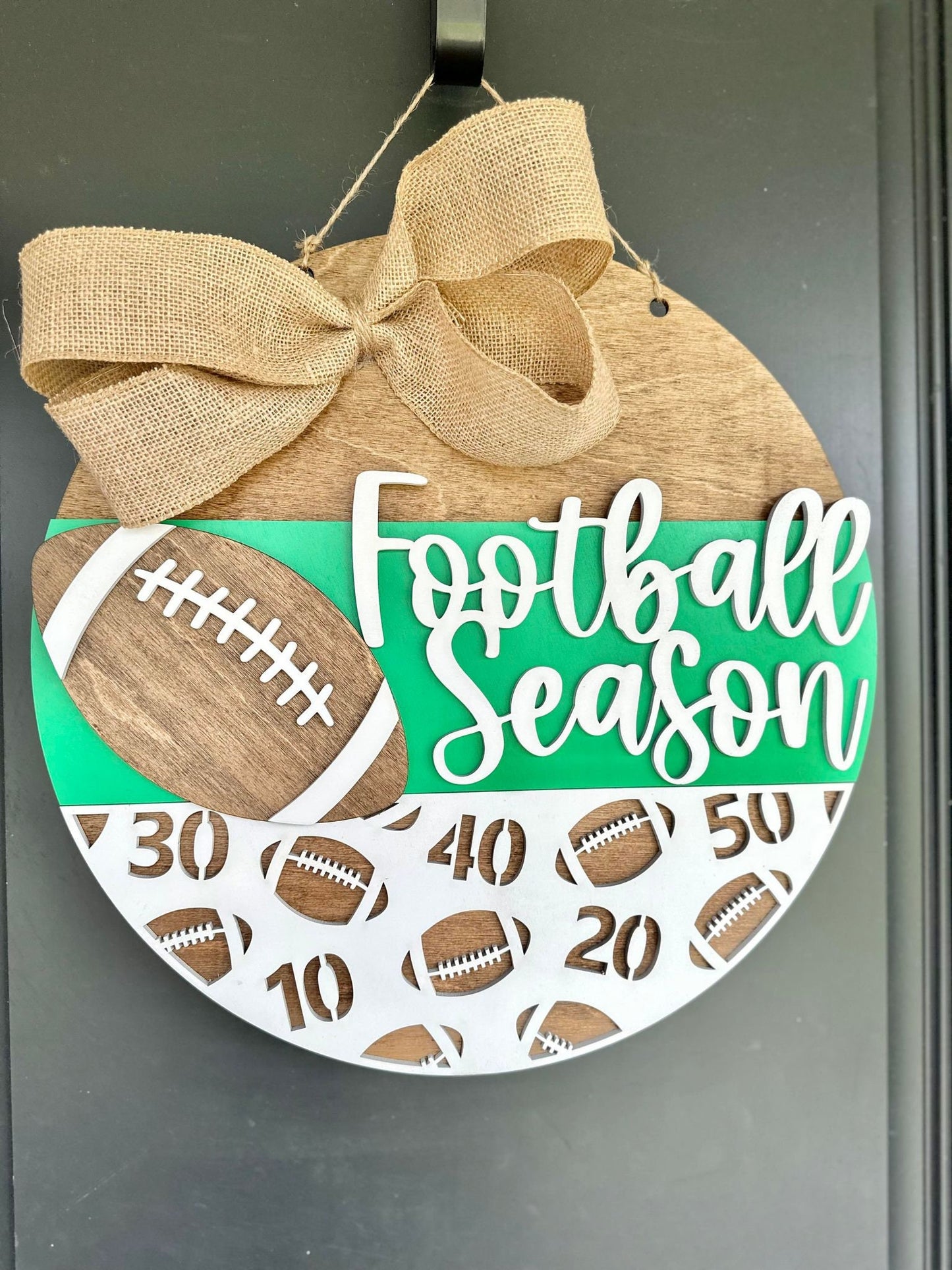 Football Season Door Hanger - Customize with your team colors - Football Door Sign - Football Front Door Sign