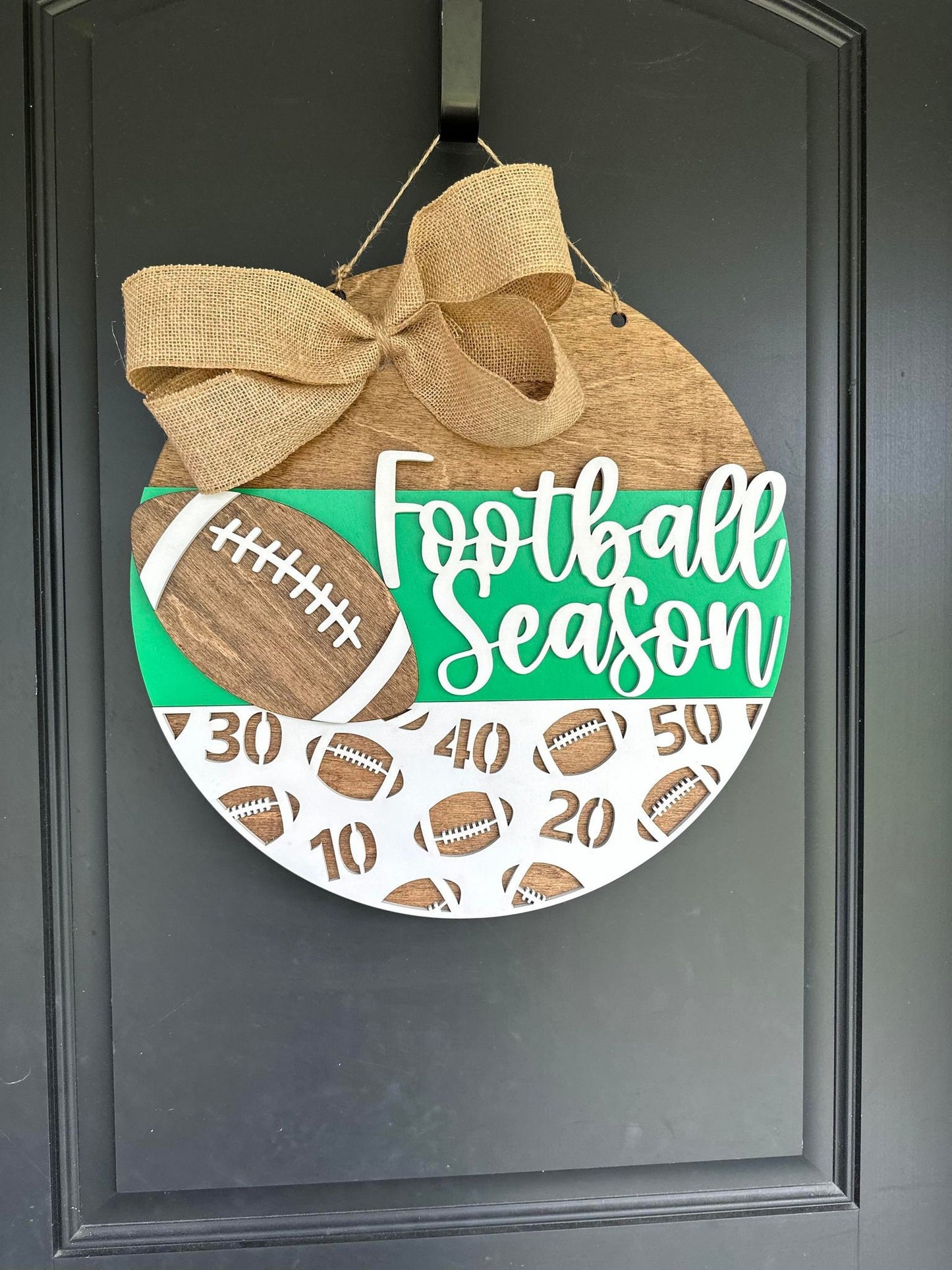 Football Season Door Hanger - Customize with your team colors - Football Door Sign - Football Front Door Sign