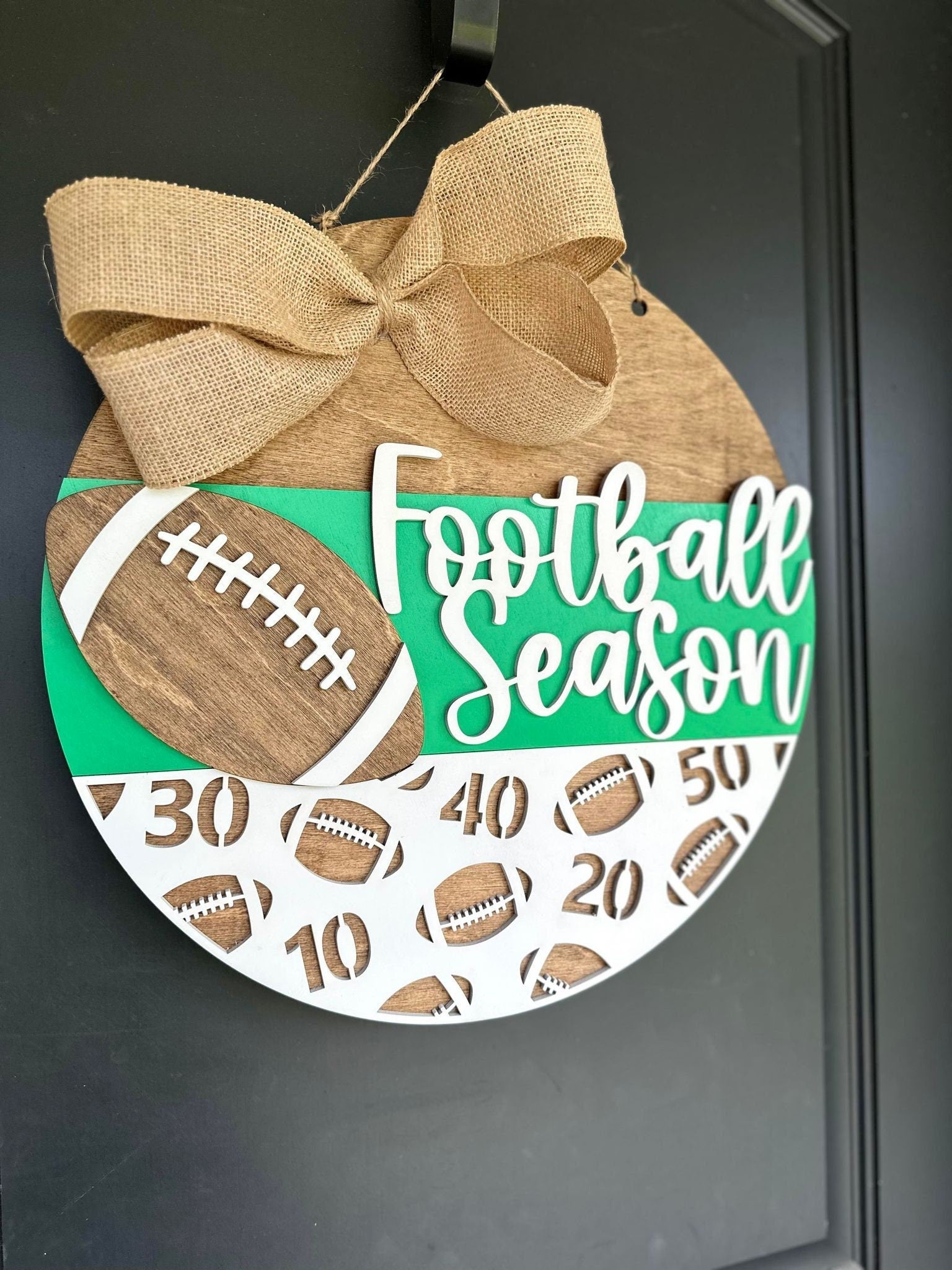 Football Season Door Hanger - Customize with your team colors - Football Door Sign - Football Front Door Sign