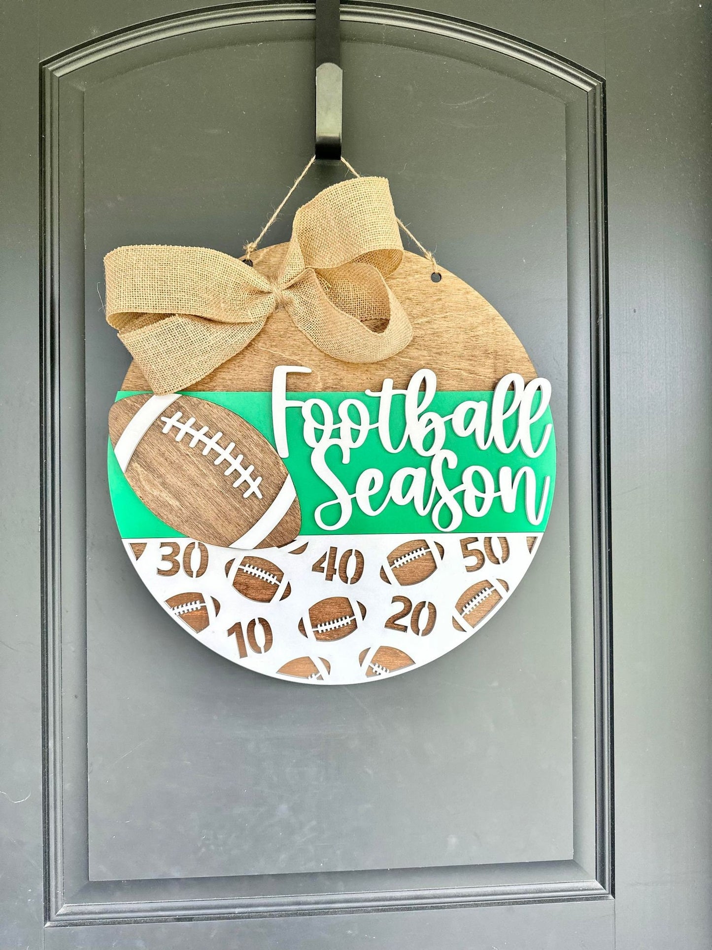 Football Season Door Hanger - Customize with your team colors - Football Door Sign - Football Front Door Sign