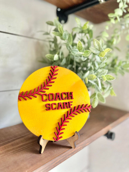 Personalized Desktop Softball Coach Sign - Gifts for Softball Coach - PE Coach Gift Personalized - Gifts for Coaches - Softball Coach