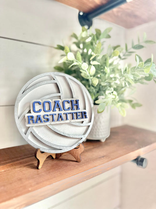 Personalized Desktop Volleyball Coach Sign - Gifts for Volleyball Coach - PE Coach Gift Personalized - Gifts for Coaches - Volleyball Coach