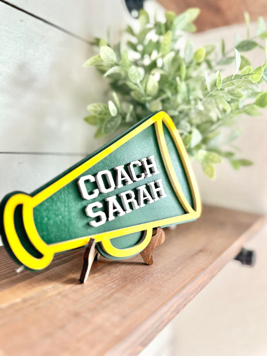 Personalized Desktop Cheer Coach Sign - Gifts for Cheer Coach - PE Coach Gift Personalized - Gifts for Coaches - Cheerleader Coach