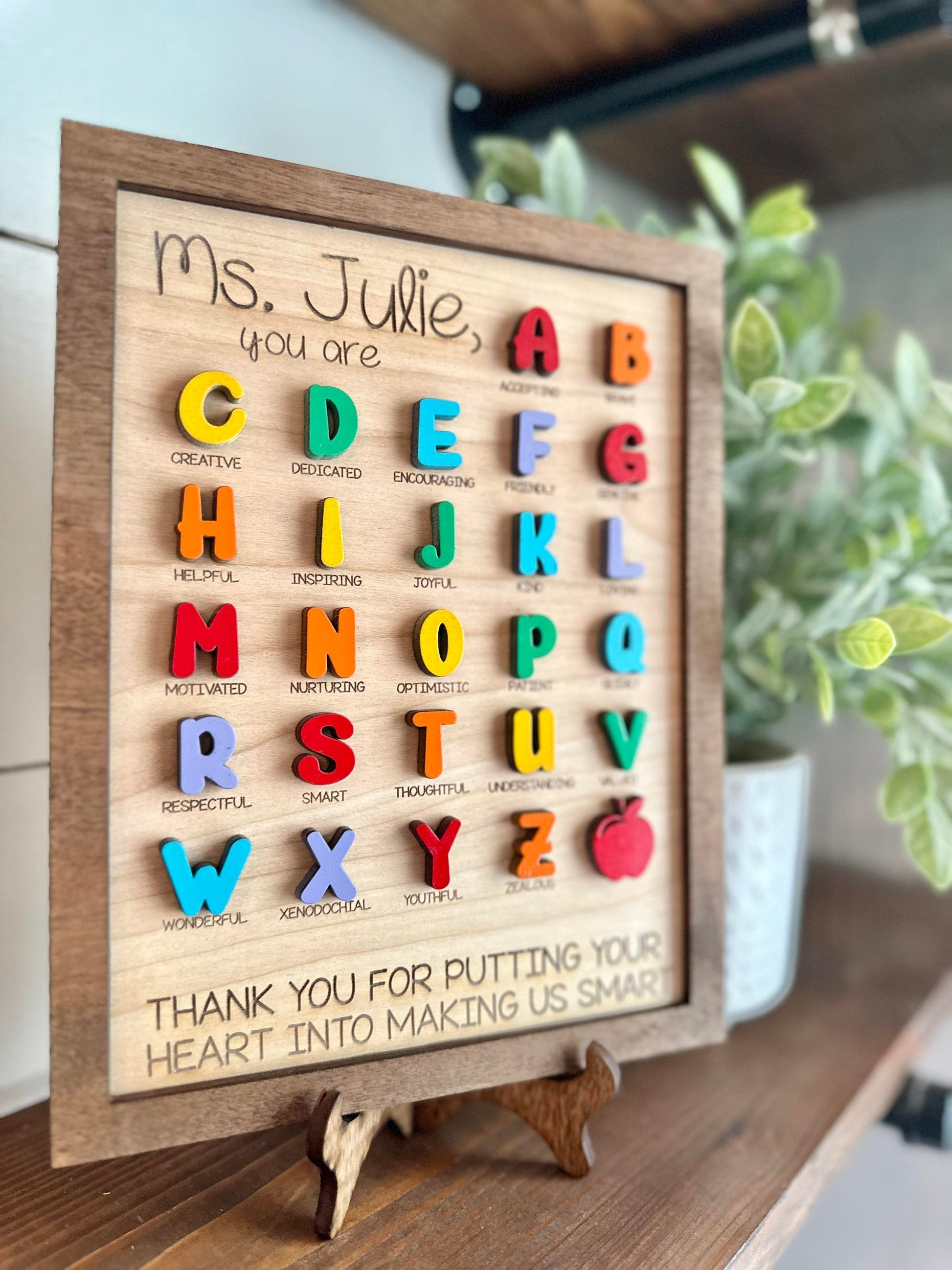 Personalized Teacher ABC Sign - Personalized Teacher Appreciation Sign - Preschool Teacher Gift - Kindergarten Teacher Gift - Christmas Gift