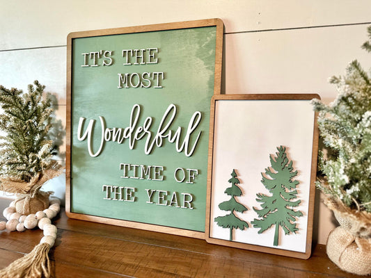 It's the most wonderful time of the year - Christmas Sign Bundle - Framed Christmas Signs - Christmas Mantel or Entryway Decor - Modern