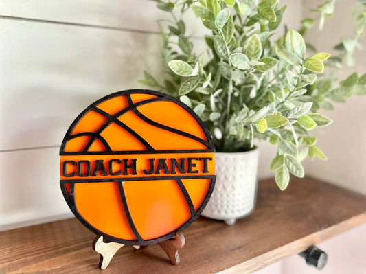 Personalized Desktop Basketball Coach Sign - Gifts for Basketball Coach - PE Coach Gift Personalized - Gifts for Coaches - Basketball Coach