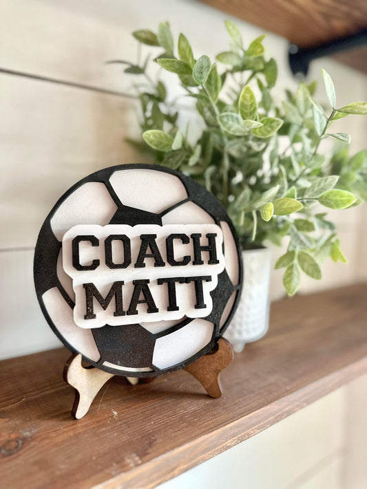 Personalized Desktop Soccer Coach Sign - Gifts for Soccer Coach - PE Coach Gift Personalized - Gifts for Coaches - Soccer Coach