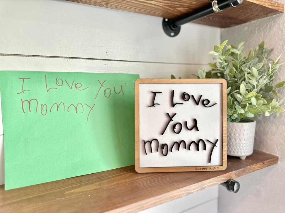 Handwriting Gift, I love you Sign, Handwriting Gift from Child, Mothers Day Gift, Gifts for Mom