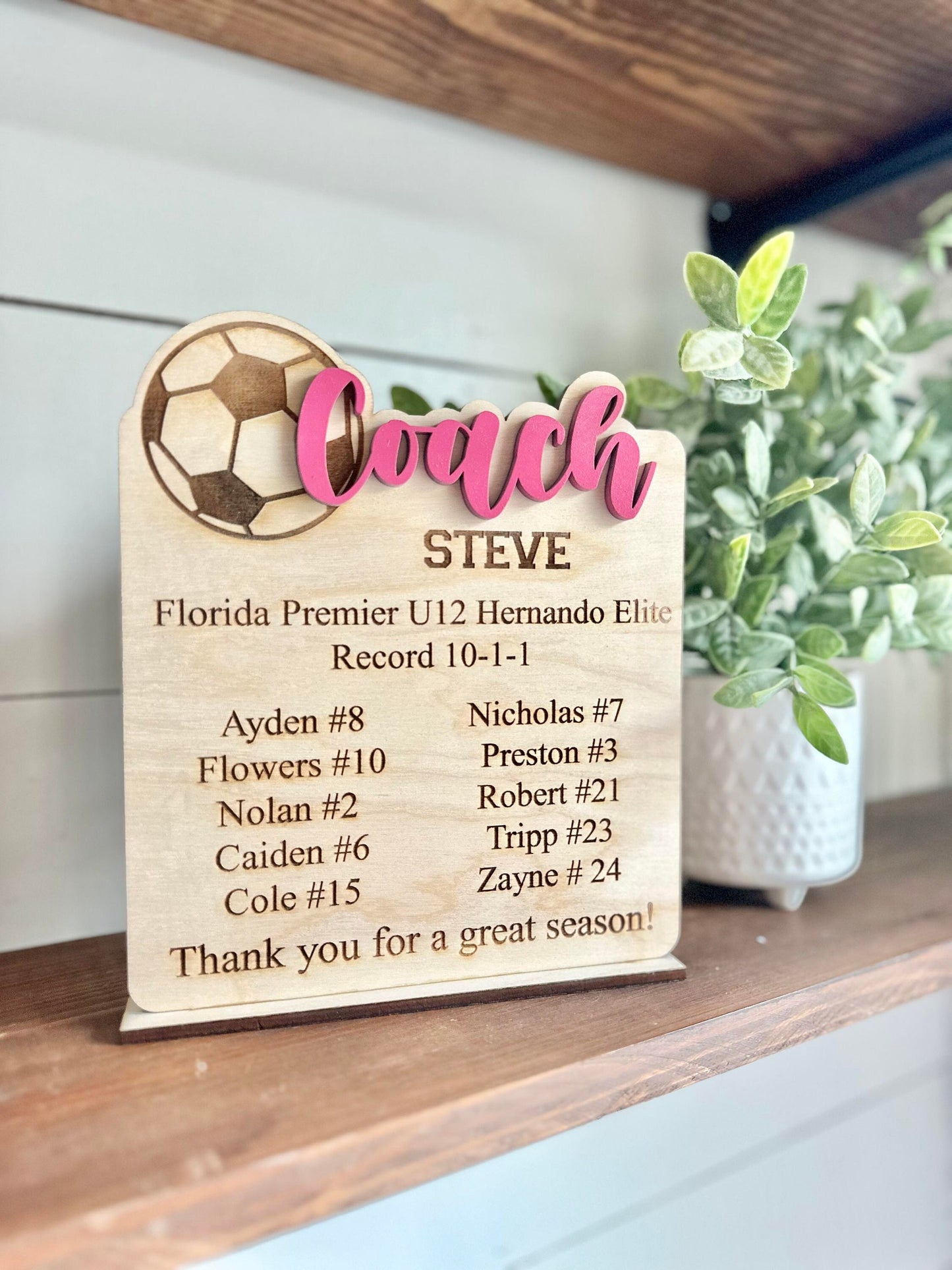 Personalized Soccer Coach Sign, Gift for Coaches, End of Season Coach Gift