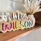 Personalized Teacher Name Sign, Teacher Appreciation Gift, End of Year Teacher Gift, Pastel Rainbow Teacher Name Sign