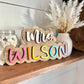 Personalized Teacher Name Sign, Teacher Appreciation Gift, End of Year Teacher Gift, Pastel Rainbow Teacher Name Sign