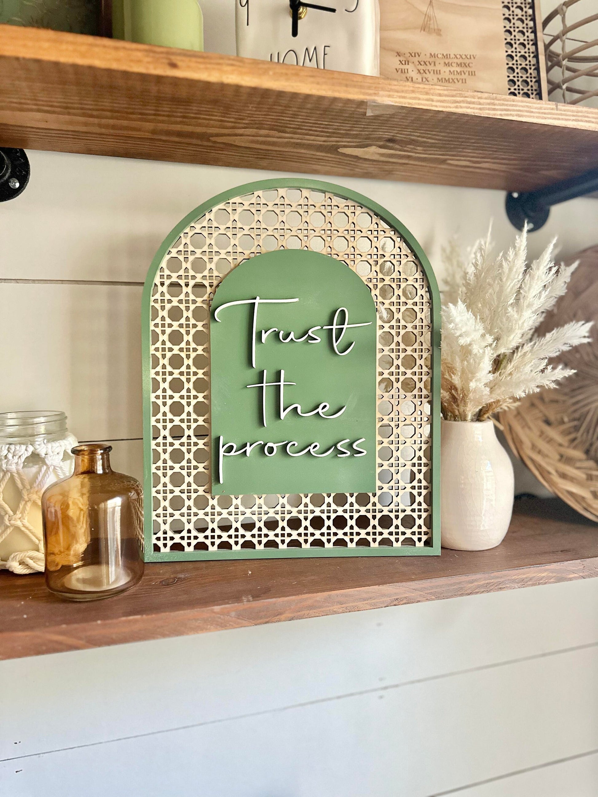 Trust the Process, Boho Shelf Decor, Boho Wall Signs, Motivational Signs, Arched Signs