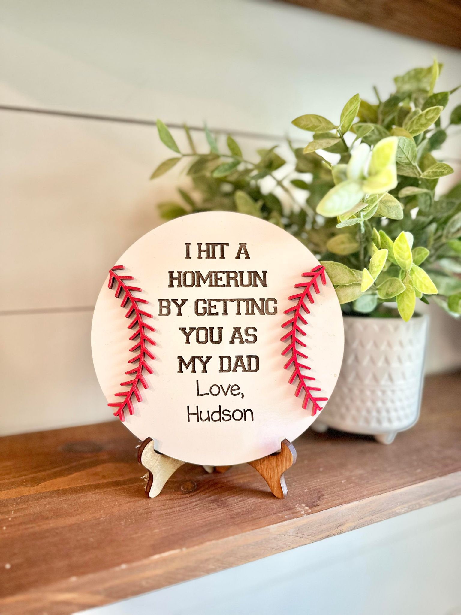 We Hit a Home Run Having You as Our Dad - Baseball Sign for Dads - Father's Day Gift - Gifts for Dads - Sports Dad Gift - Dad Gift