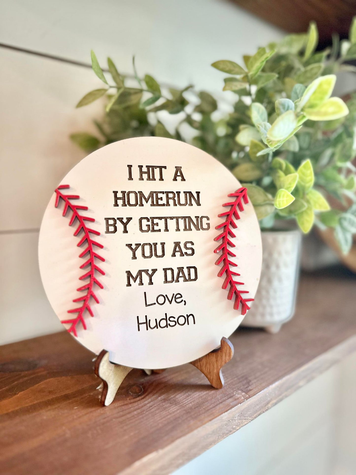 We Hit a Home Run Having You as Our Dad - Baseball Sign for Dads - Father's Day Gift - Gifts for Dads - Sports Dad Gift - Dad Gift