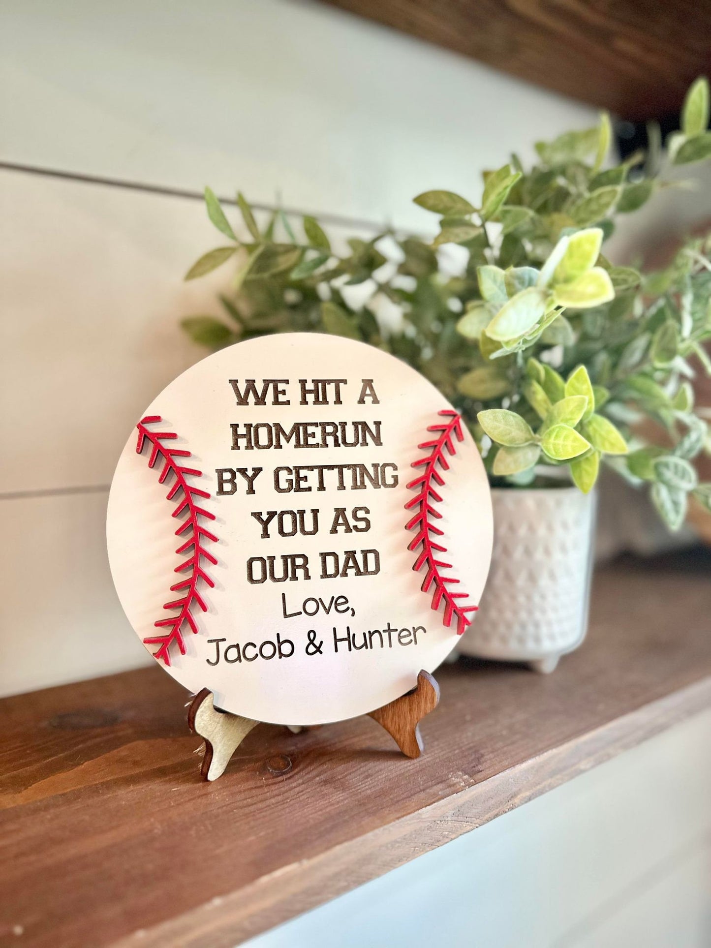 We Hit a Home Run Having You as Our Dad - Baseball Sign for Dads - Father's Day Gift - Gifts for Dads - Sports Dad Gift - Dad Gift