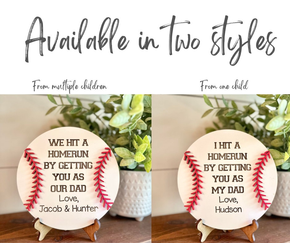 We Hit a Home Run Having You as Our Dad - Baseball Sign for Dads - Father's Day Gift - Gifts for Dads - Sports Dad Gift - Dad Gift