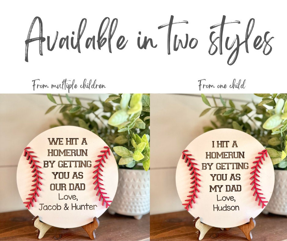 I Hit a Home Run By Getting You As My Dad - Baseball Sign for Dads - Father's Day Gift - Gifts for Dads - Sports Dad Gift - Dad Gift