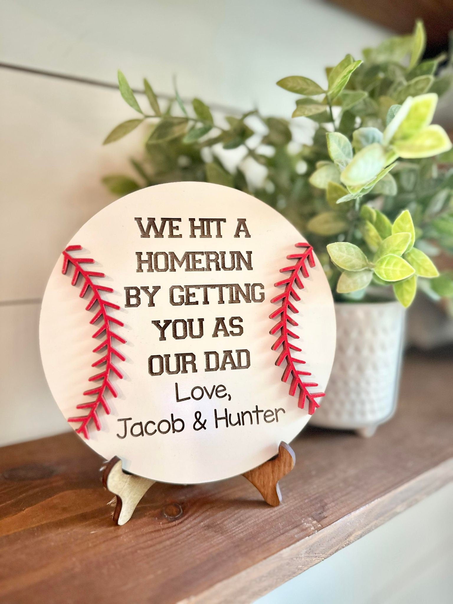 I Hit a Home Run By Getting You As My Dad - Baseball Sign for Dads - Father's Day Gift - Gifts for Dads - Sports Dad Gift - Dad Gift