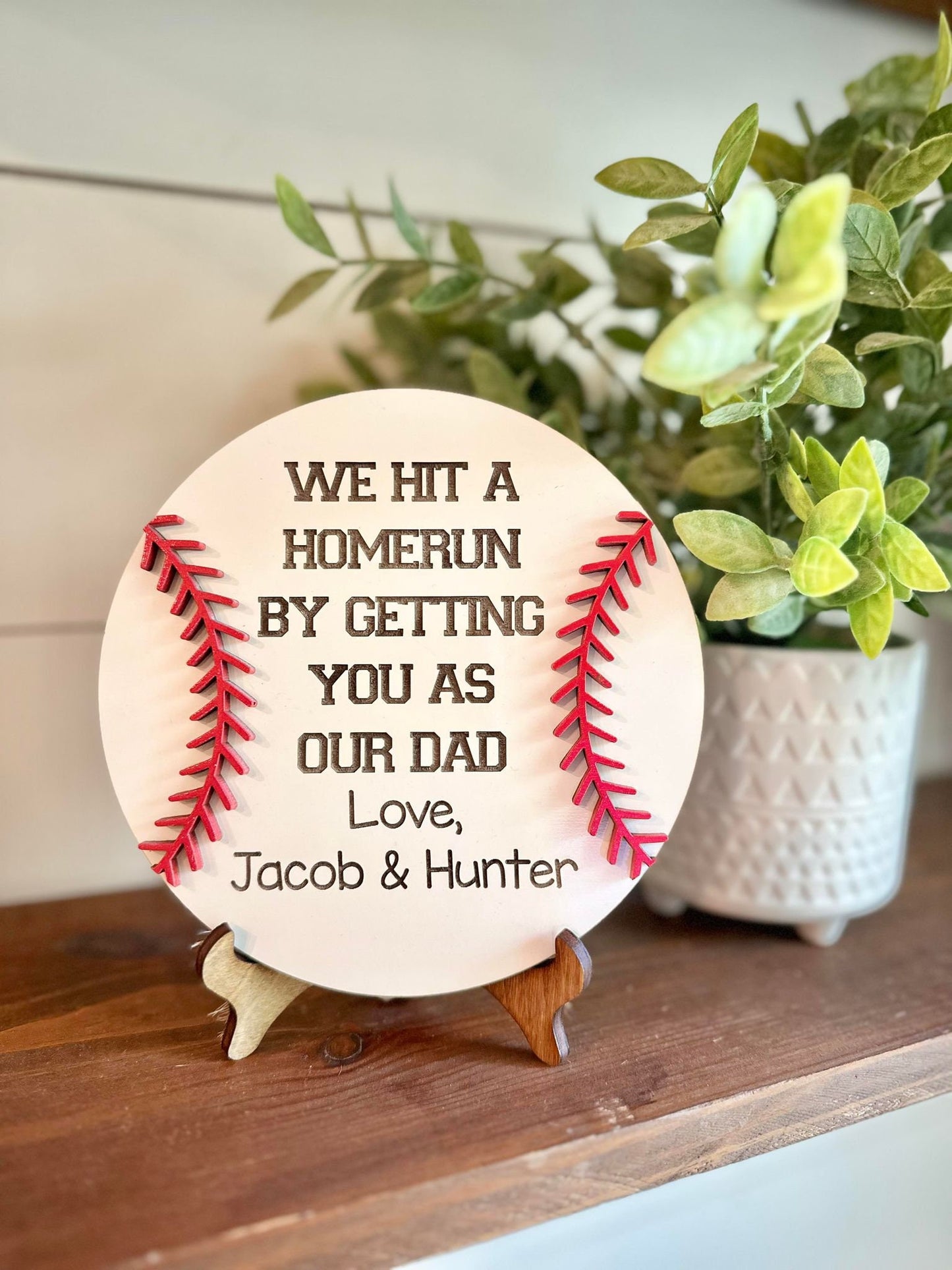 I Hit a Home Run By Getting You As My Dad - Baseball Sign for Dads - Father's Day Gift - Gifts for Dads - Sports Dad Gift - Dad Gift