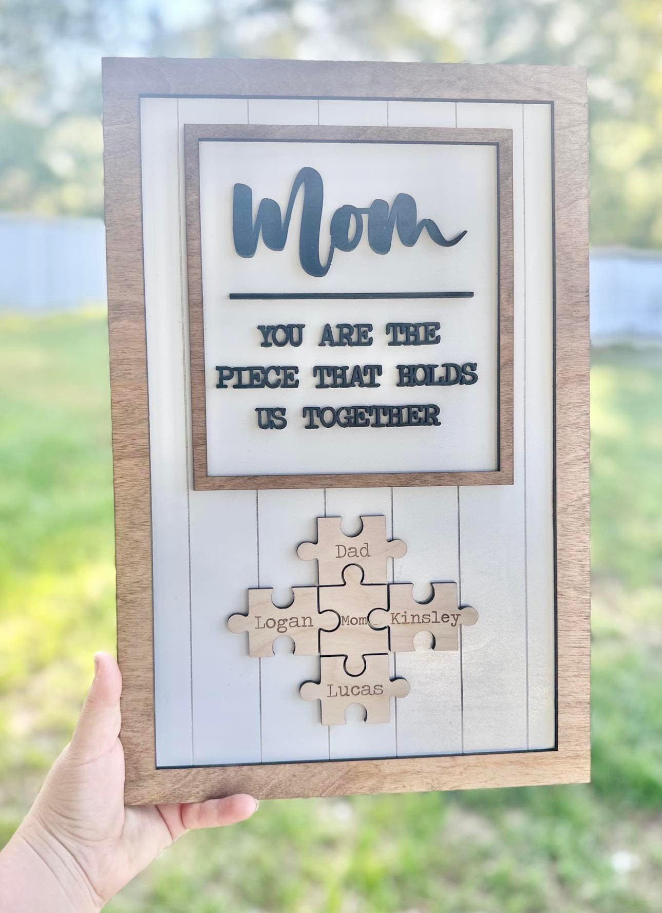 Personalized Mother's Day Puzzle Sign, Gifts for Mom, You are the piece that holds us together, Mother's Day Gift