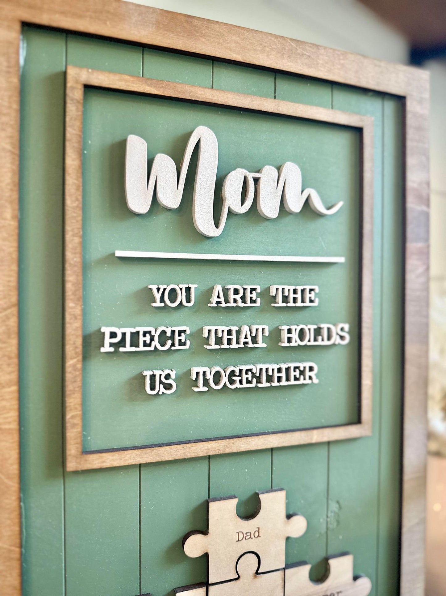 Personalized Mother's Day Puzzle Sign, Gifts for Mom, You are the piece that holds us together, Mother's Day Gift