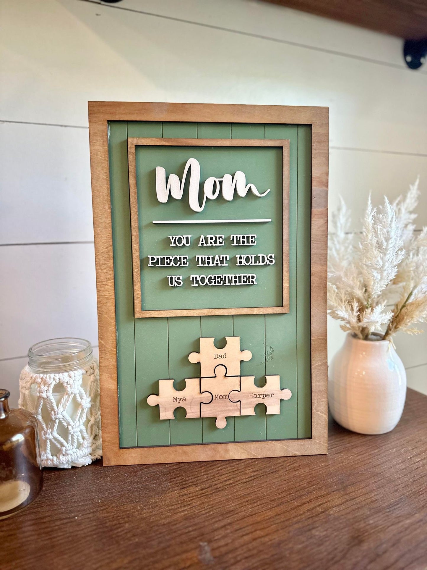 Personalized Mother's Day Puzzle Sign, Gifts for Mom, You are the piece that holds us together, Mother's Day Gift