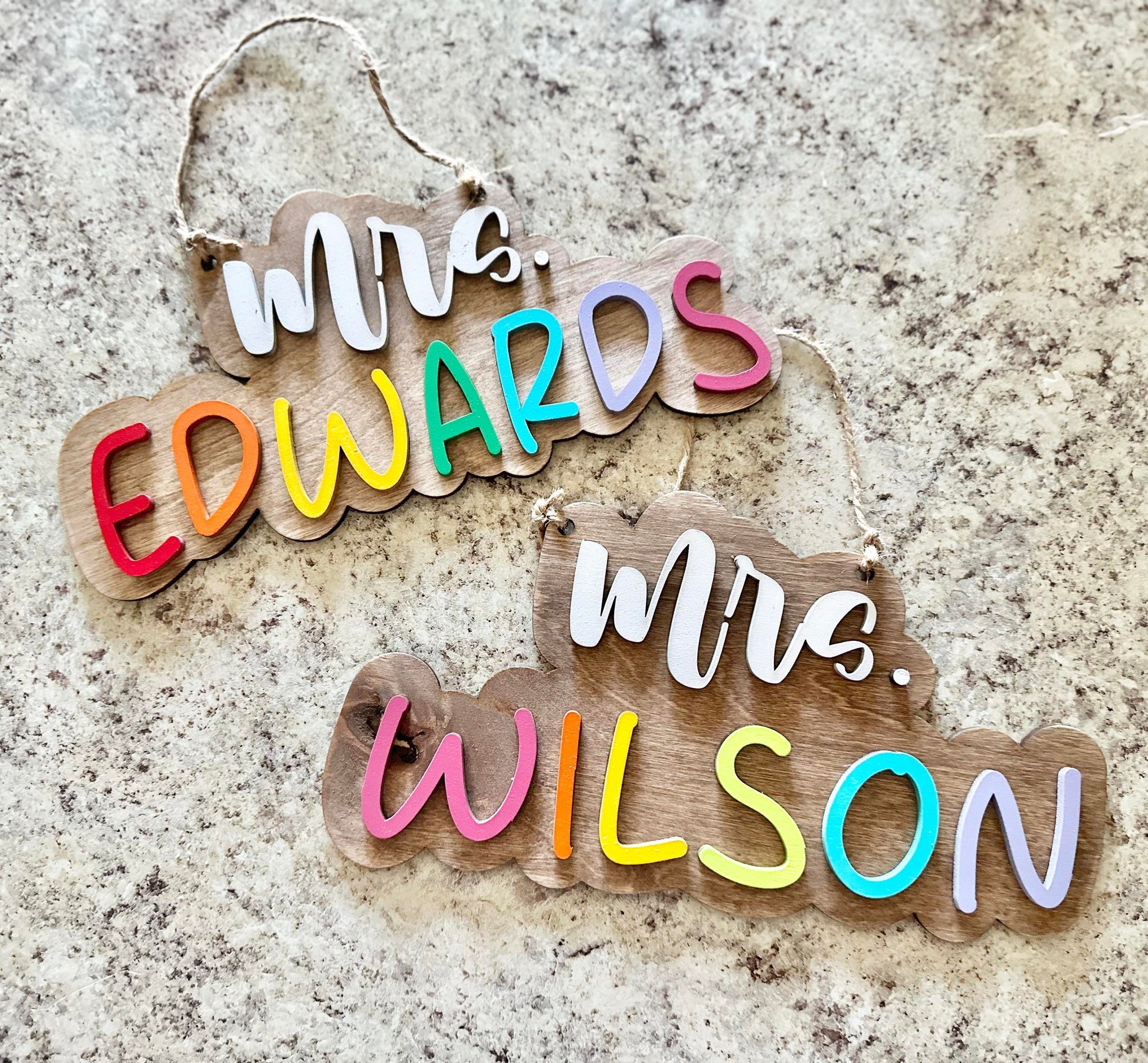 Personalized Teacher Name Sign, Teacher Appreciation Gift, End of Year Teacher Gift, Rainbow Teacher Name Sign