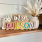 Personalized Teacher Name Sign, Teacher Appreciation Gift, End of Year Teacher Gift, Pastel Rainbow Teacher Name Sign