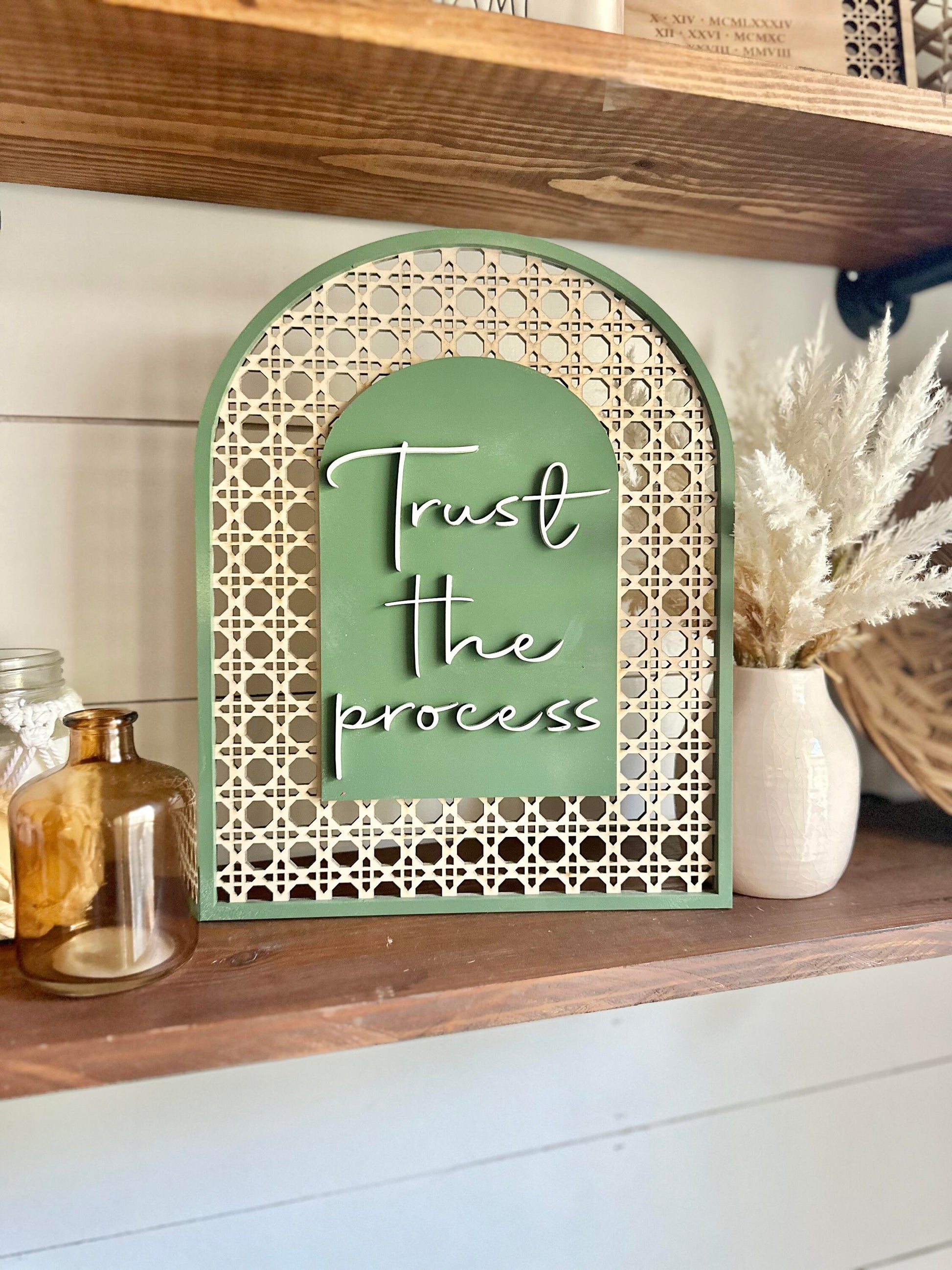 Trust the Process, Boho Shelf Decor, Boho Wall Signs, Motivational Signs, Arched Signs