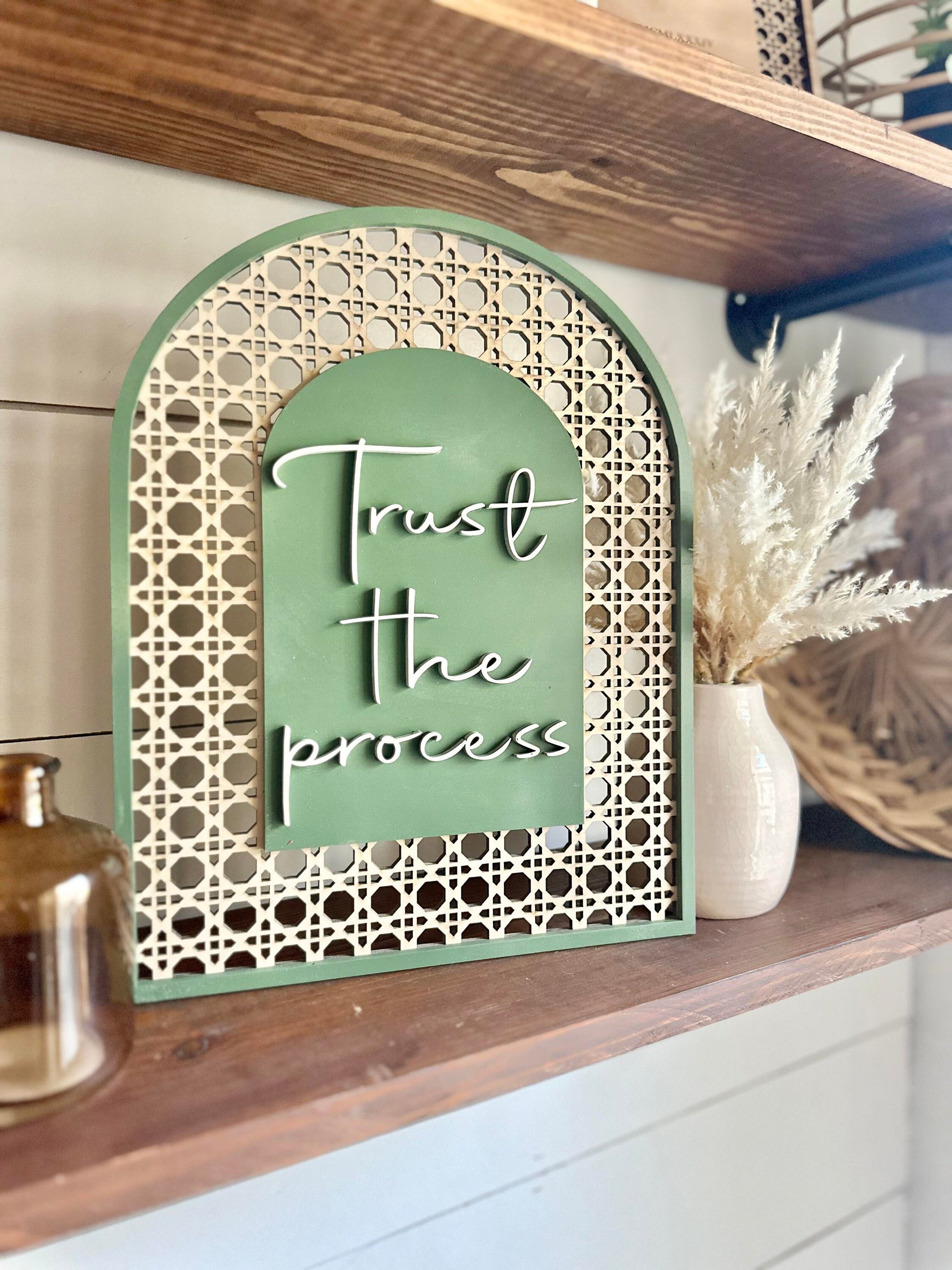 Trust the Process, Boho Shelf Decor, Boho Wall Signs, Motivational Signs, Arched Signs