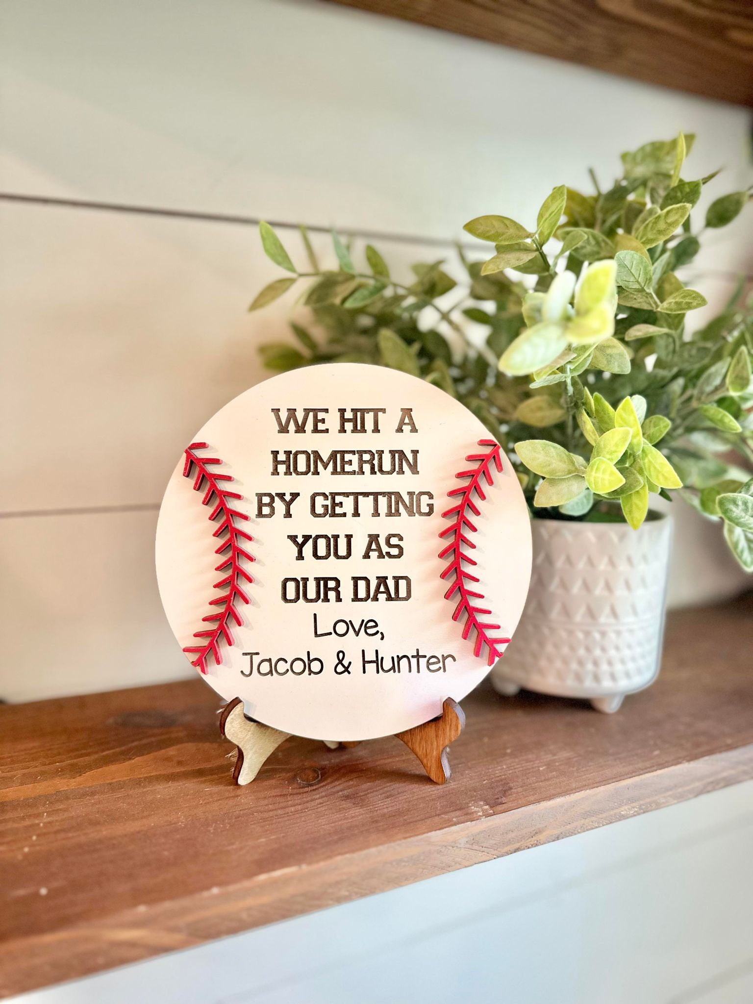 We Hit a Home Run Having You as Our Dad - Baseball Sign for Dads - Father's Day Gift - Gifts for Dads - Sports Dad Gift - Dad Gift