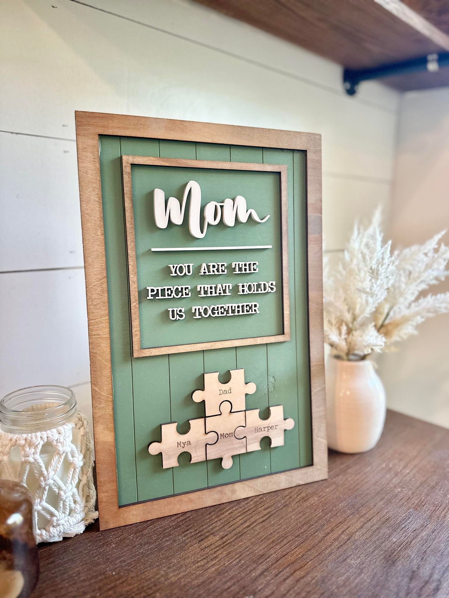 Personalized Mother's Day Puzzle Sign, Gifts for Mom, You are the piece that holds us together, Mother's Day Gift