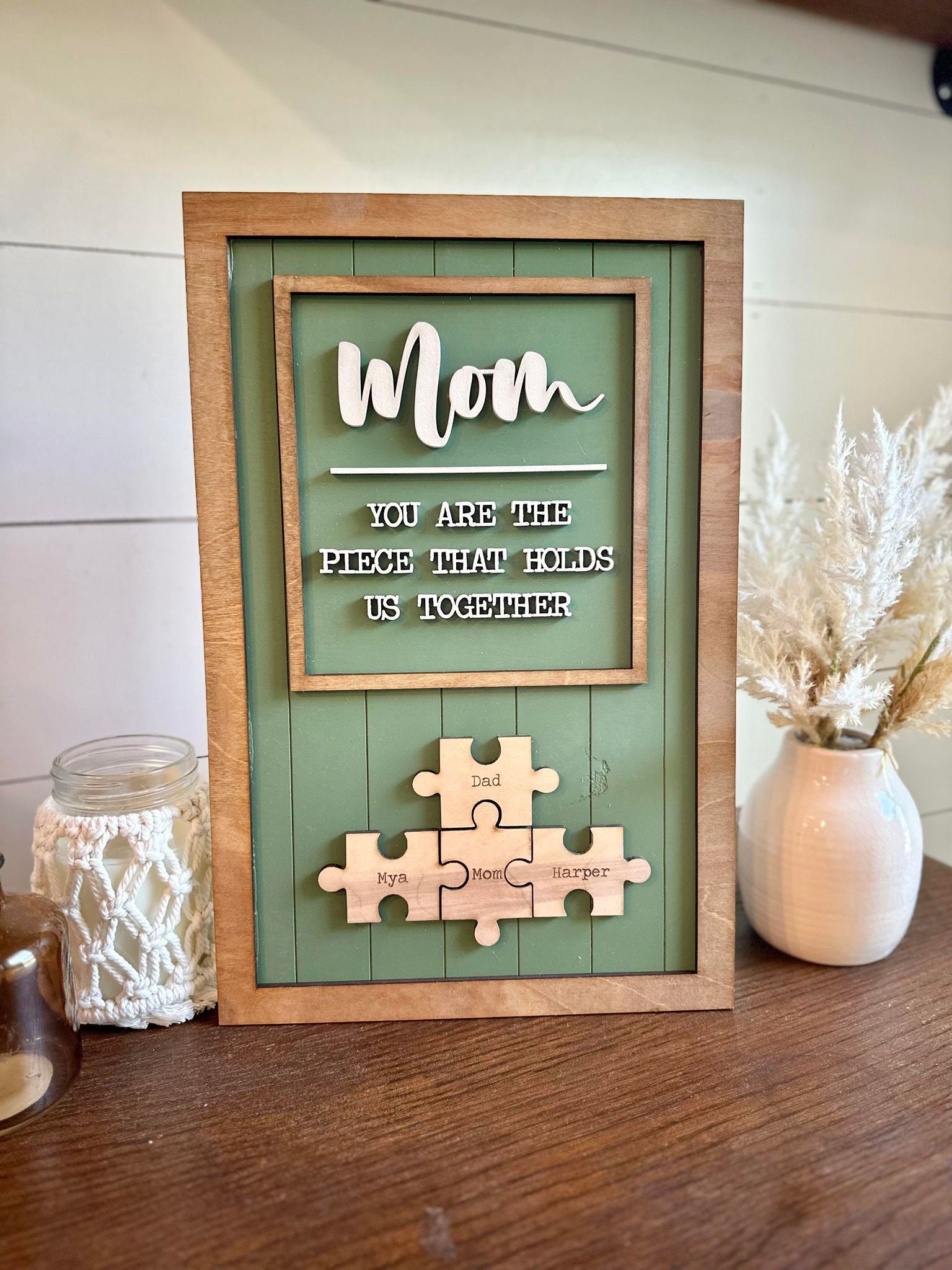 Personalized Mother's Day Puzzle Sign, Gifts for Mom, You are the piece that holds us together, Mother's Day Gift