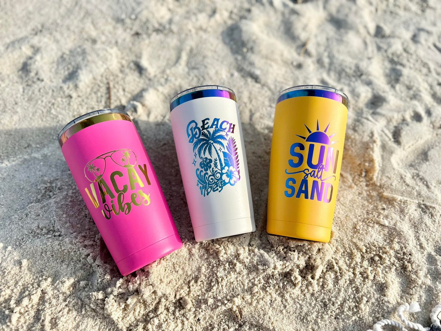 Summer Vacation Tumbler, Summer Tumbler, Vacation Tumbler, Beach Tumbler, Iridescent Engraved Tumbler