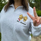 Pencil Bow with Personalized Teacher Name on Quarter Zip Sweater - On model