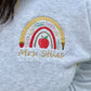 Embroidered Teacher Rainbow with Teacher Name - On Model