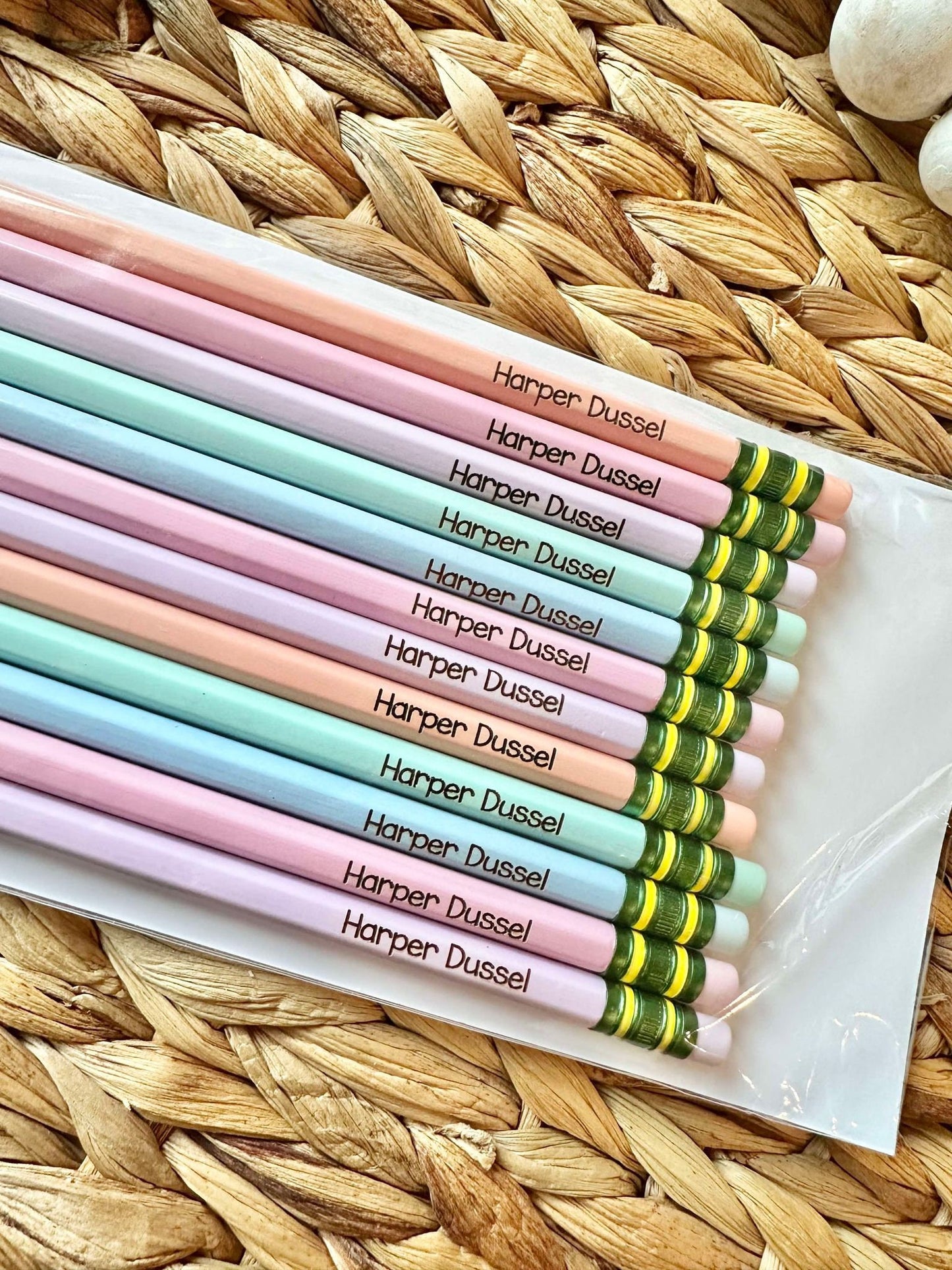 Personalized Engraved Pastel Pencil Set of 12 Pencils by Walnut + Birch