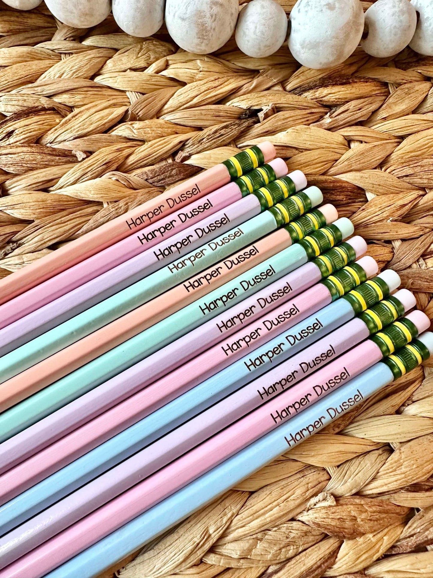 Personalized Engraved Pastel Pencil Set of 12 Pencils by Walnut + Birch