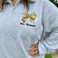 Pencil Bow with Personalized Teacher Name on Quarter Zip Sweater - On model