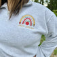 Embroidered Teacher Rainbow with Teacher Name - On Model